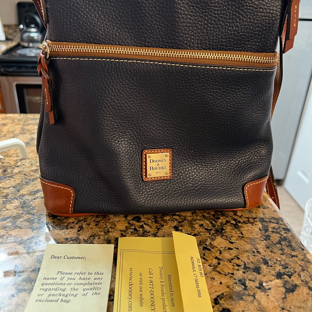 Dooney & Bourke Black and Brown Crossbody Bag with Leather Trim